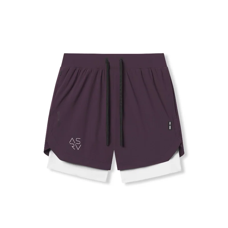 0866. Tetra-Lite™ 7"" Liner Short - Deep Purple ""Cyber""/White