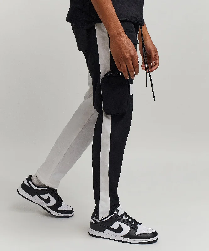 Bader Cotton Twill Color Block Utility Joggers - Black&White