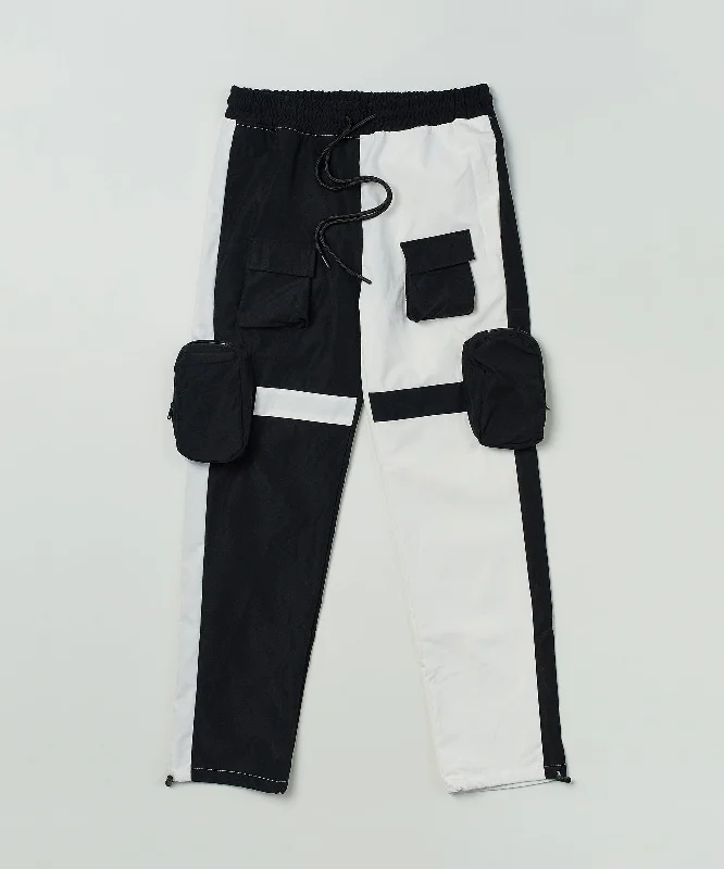 Bader Cotton Twill Color Block Utility Joggers - Black&White