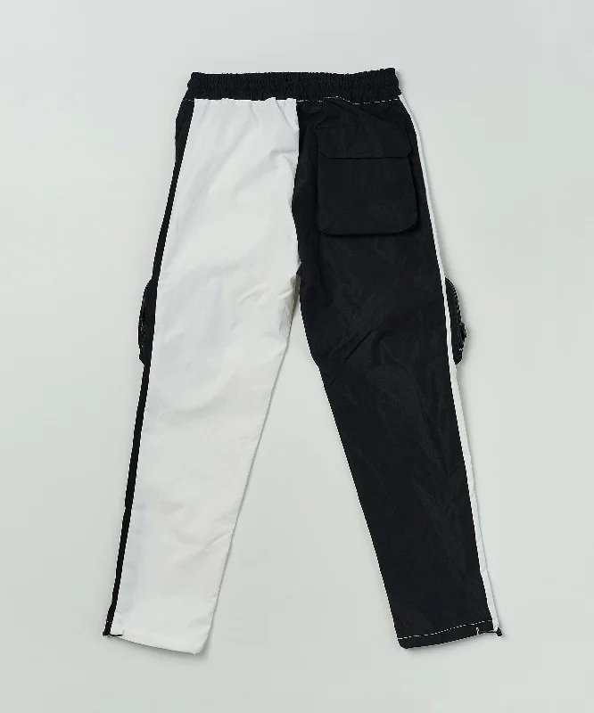 Bader Cotton Twill Color Block Utility Joggers - Black&White