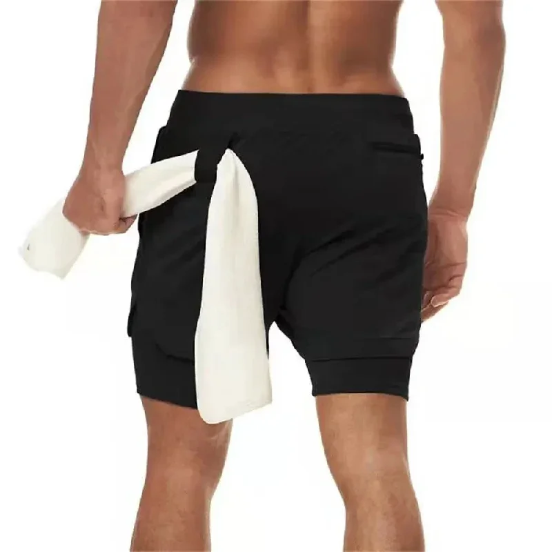 Gym Shorts Men Double-deck Workout Shorts 2 In 1 Quick Dry Workout Training Shor