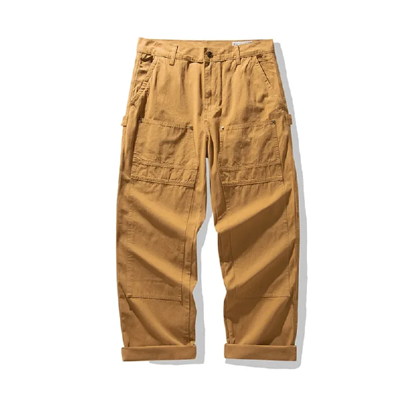 Solid Color Casual Cargo Pants - Loose Straight Trousers