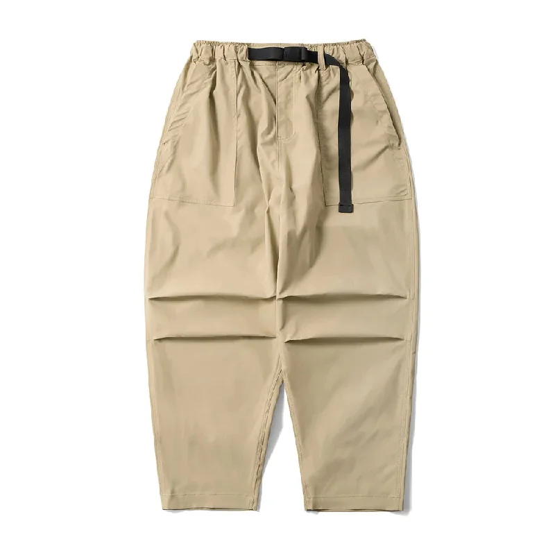 Solid Color Cargo Belt Pants - Pleated Safari Style - Casual Loose Wide Leg Trousers