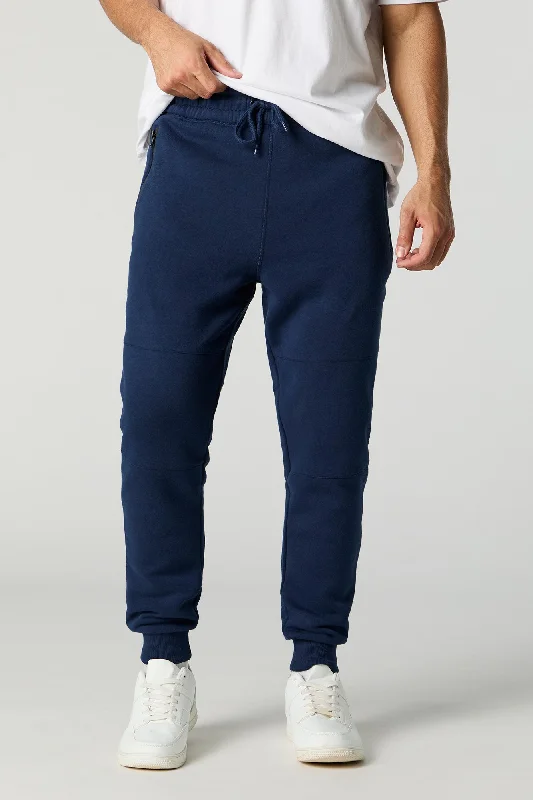 Drawstring Zipper Pocket Fleece Jogger