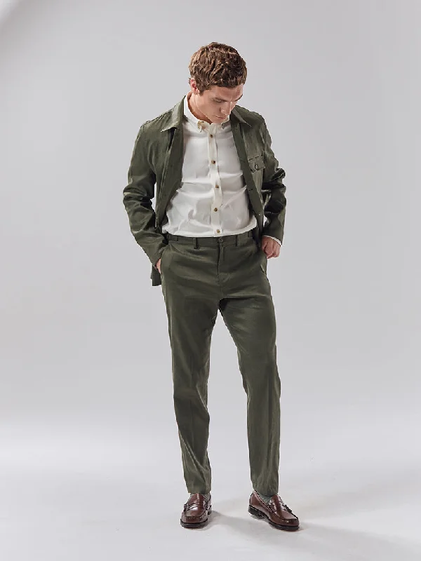 Batch 05 - Mens Bottle Green Linen - Trouser