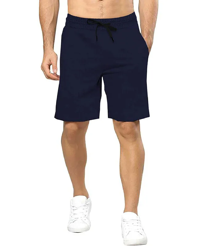 Solid Men Dark Blue Regular Shorts