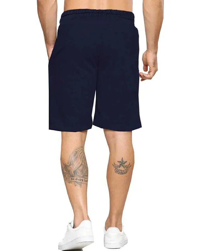 Solid Men Dark Blue Regular Shorts