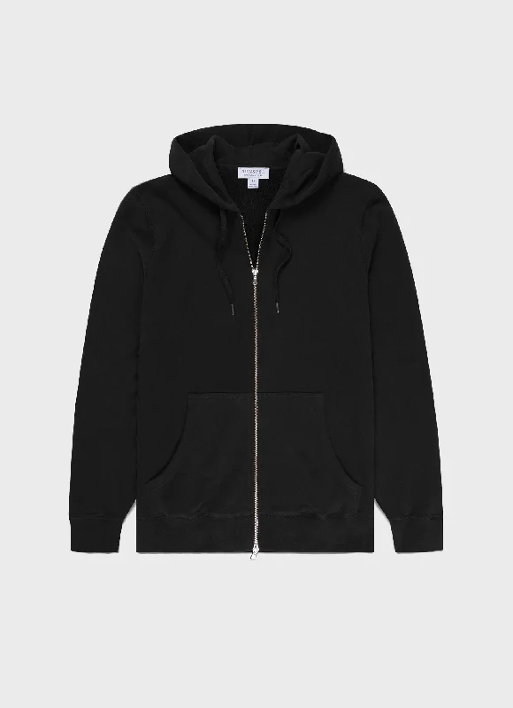 Men's Loopback Zip Hoodie in Black