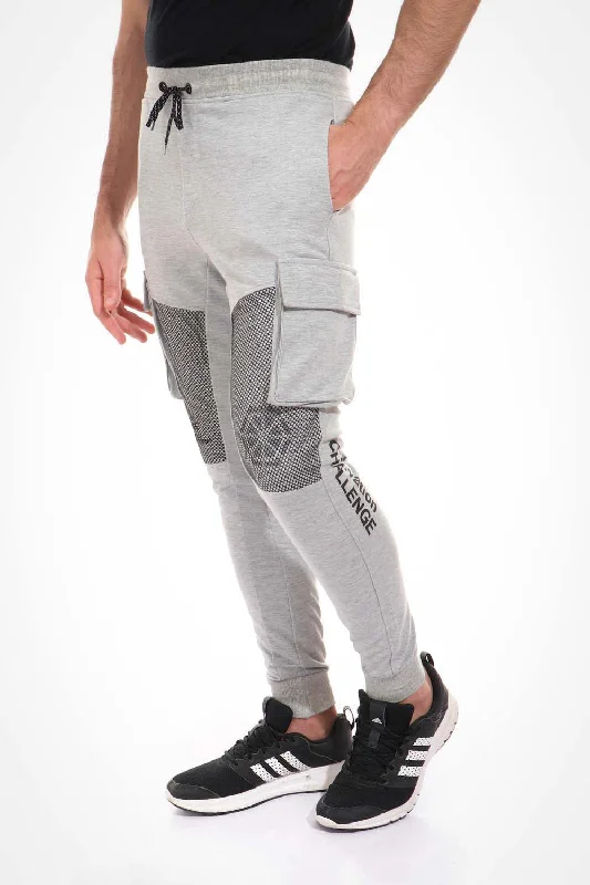 Netted Printed Cargo Sweatpants (642) - White Rabbit