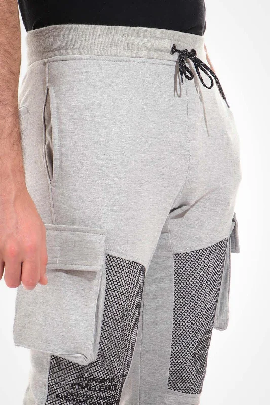 Netted Printed Cargo Sweatpants (642) - White Rabbit