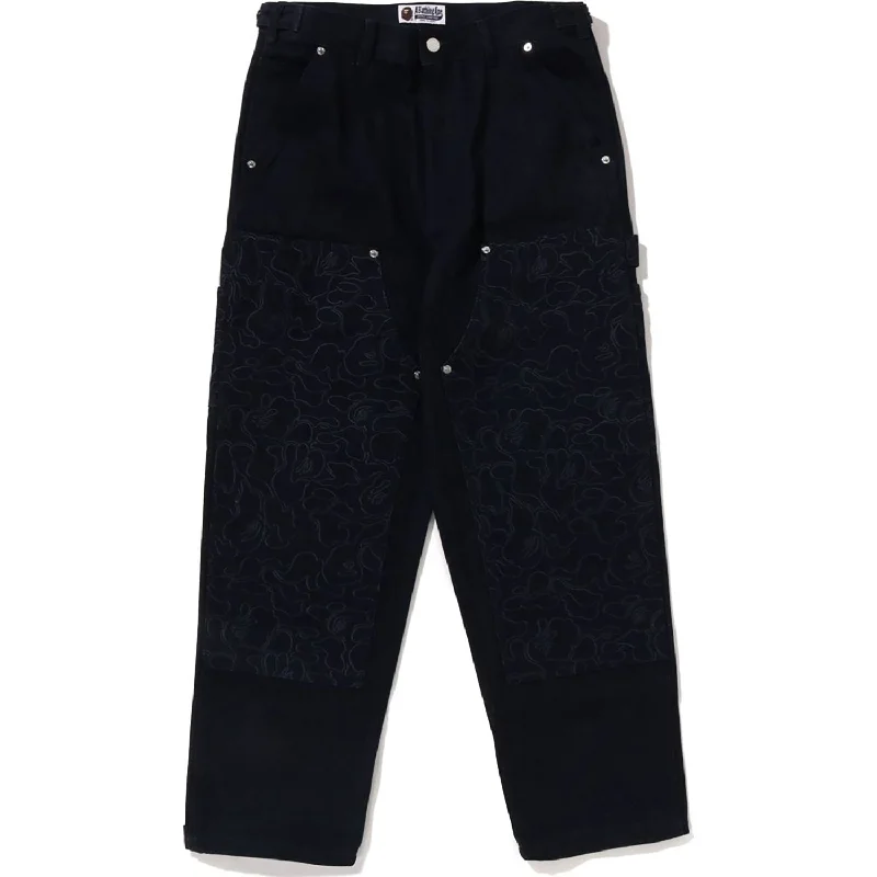 LINE CAMO PATCH DENIM DOUBLE KNEE WORK PANTS MENS