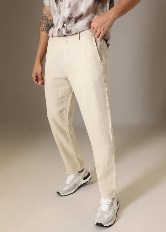 Ecru Cream Linen Pant