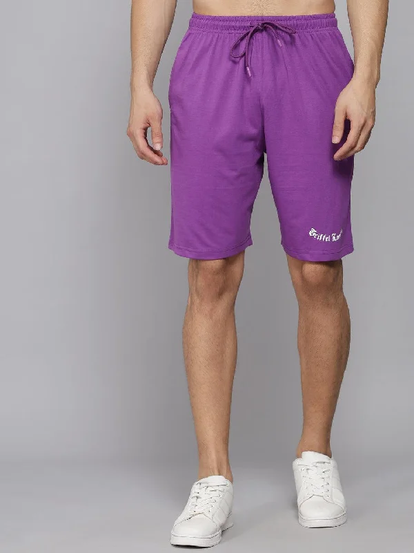 GRIFFEL Men Basic Solid Purple Regular fit Shorts