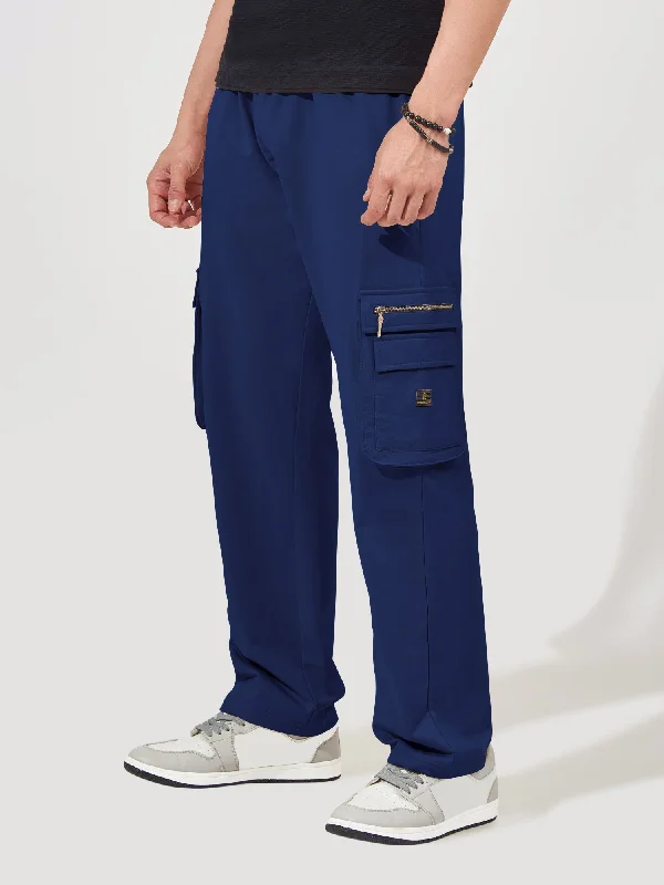 Baggy Side Zip Pocket Navy Cargo