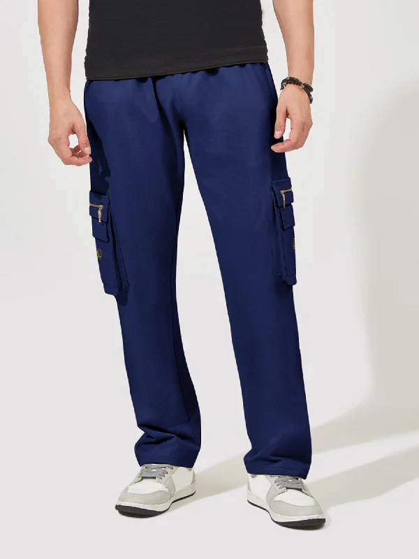 Baggy Side Zip Pocket Navy Cargo