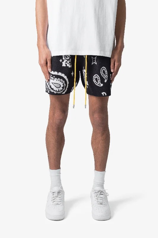 Paisley Knit Shorts - Black