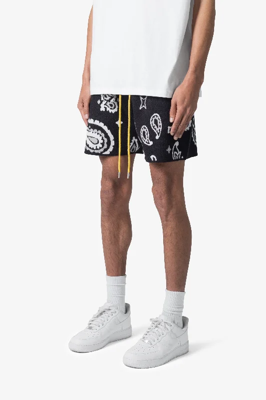 Paisley Knit Shorts - Black