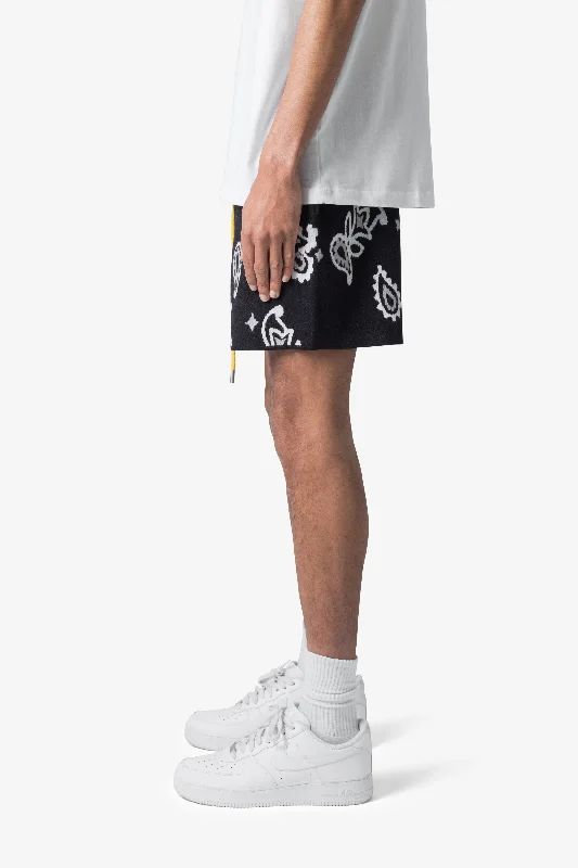 Paisley Knit Shorts - Black