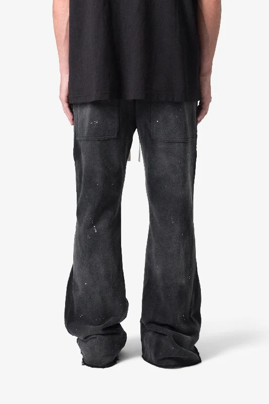 Zipper Flare Sweatpants - Vintage Black