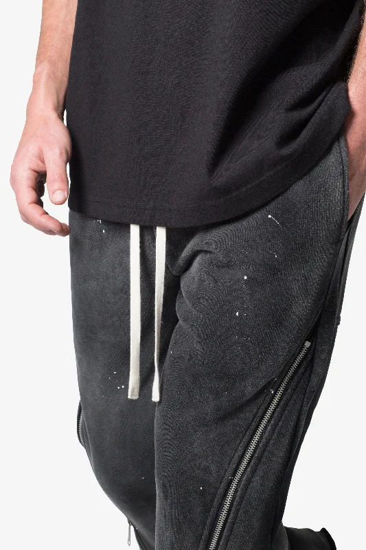 Zipper Flare Sweatpants - Vintage Black