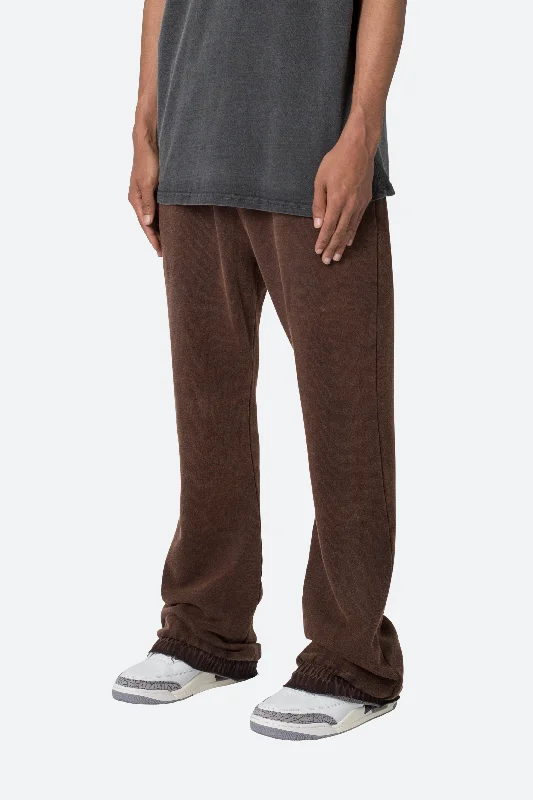 Washed Flare Sweatpants - Brown