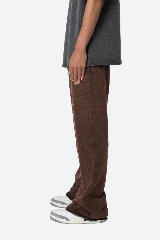 Washed Flare Sweatpants - Brown