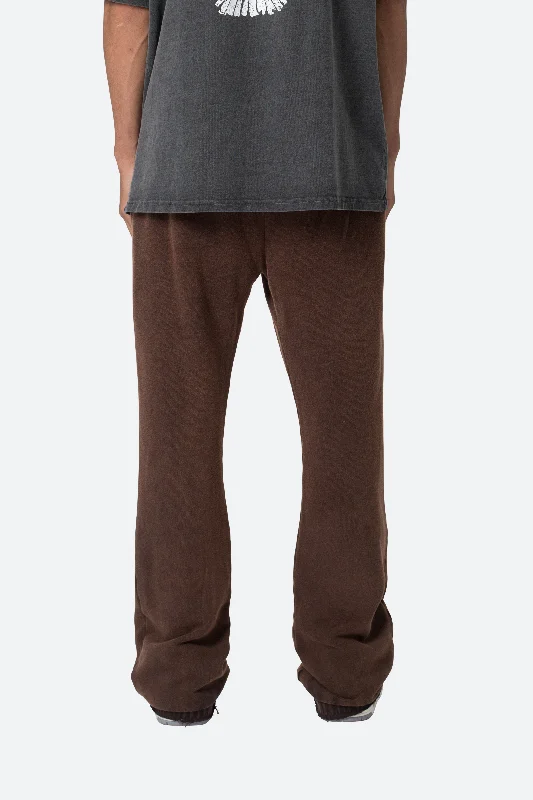 Washed Flare Sweatpants - Brown