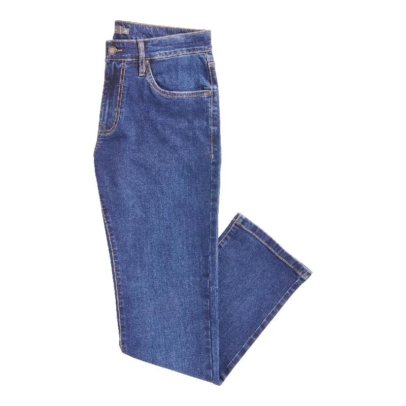 Mountain Ridge Men's Mid-Rise Straight Leg Jeans with Button Closure and Zip Fly, Blue