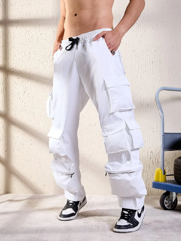 Pearl White Utility Cargo Trackpants