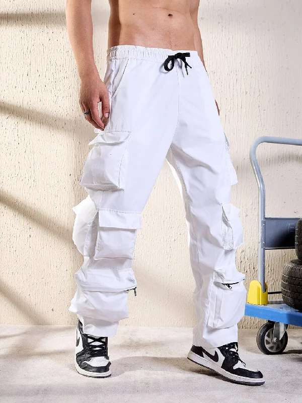 Pearl White Utility Cargo Trackpants