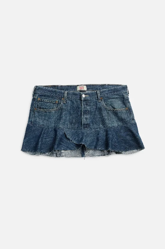 Rework Denim Flounce Skirt - XXL