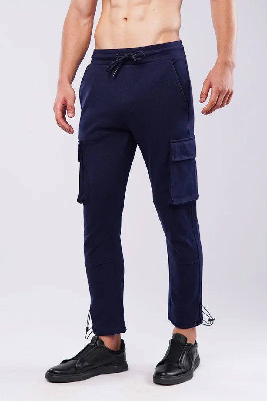 Terry Cargo Joggers - Navy Blue