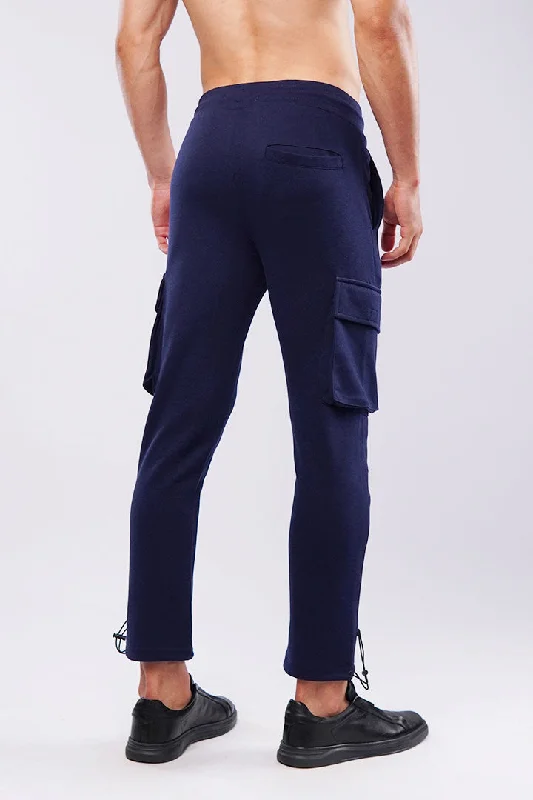 Terry Cargo Joggers - Navy Blue