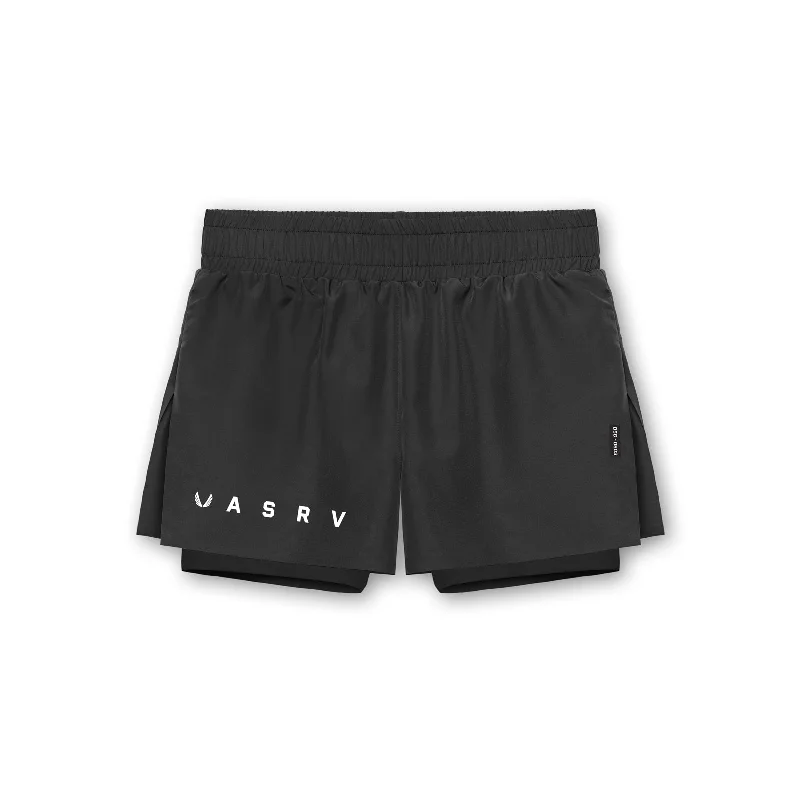 0603. Laser Cut 3"" High Split Liner Short - Black/Black