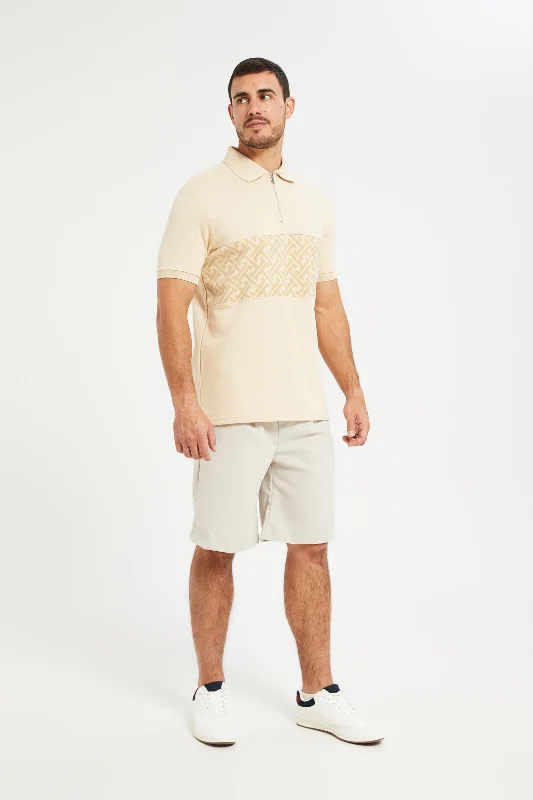 Men Beige Solid Bermuda Shorts