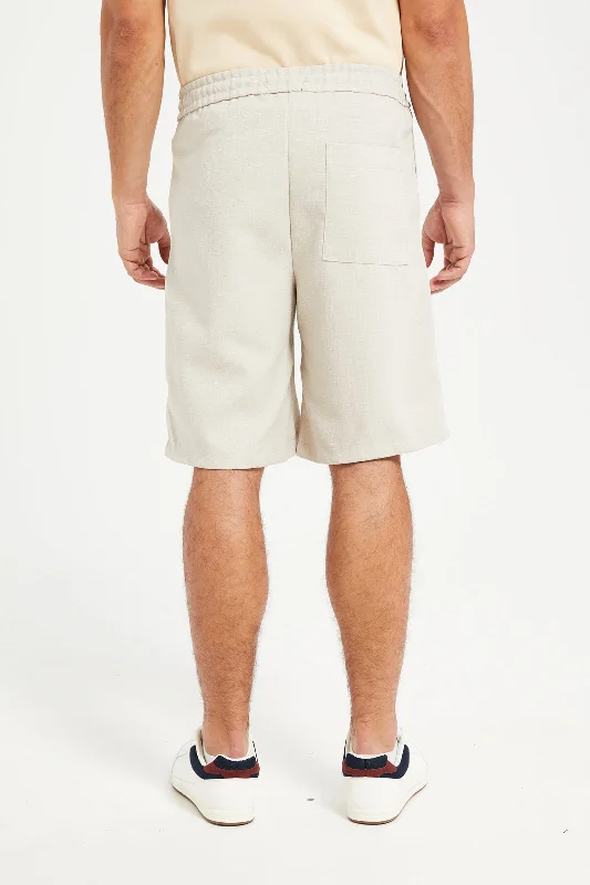 Men Beige Solid Bermuda Shorts