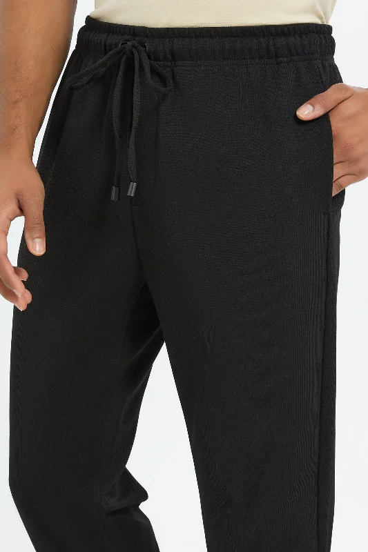 Men Black Pull-On Trousers