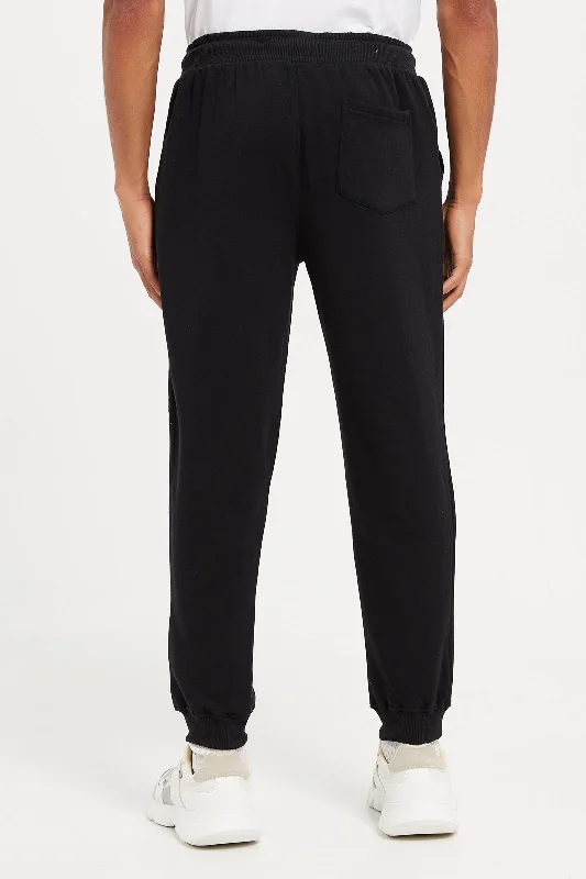 Men Black Basic Track Pants