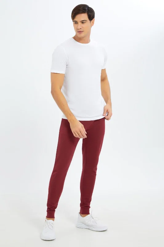 Men Burgundy Plain Jog Pant