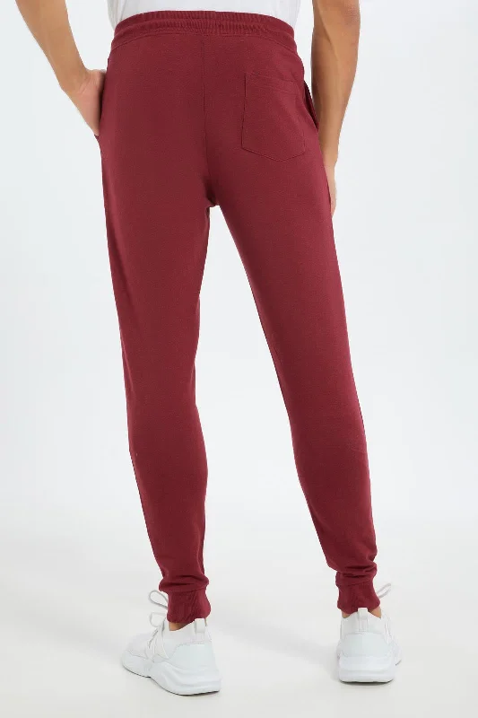 Men Burgundy Plain Jog Pant