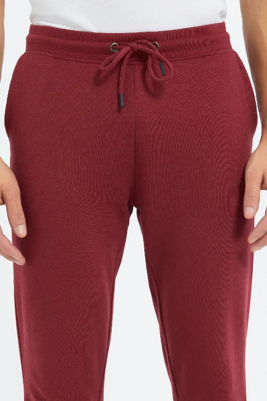 Men Burgundy Plain Jog Pant