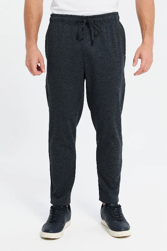 Men Charcoal Pull-On Trousers