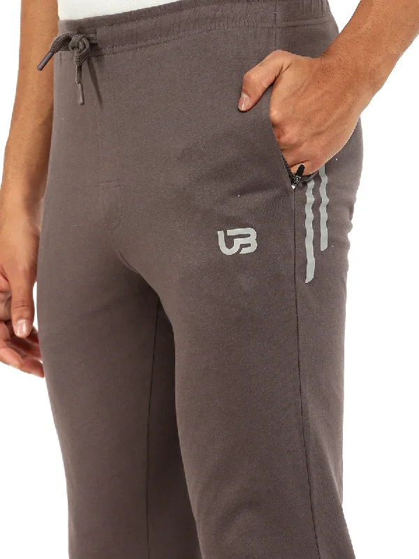 Mens Combed Cotton Dark Grey Regular Fit Track pants with Pockets