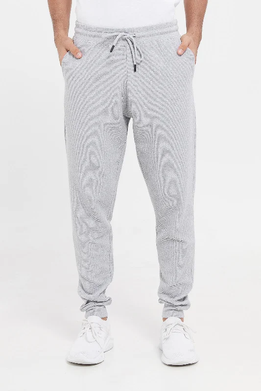 Men Grey Ottoman Jog Pants