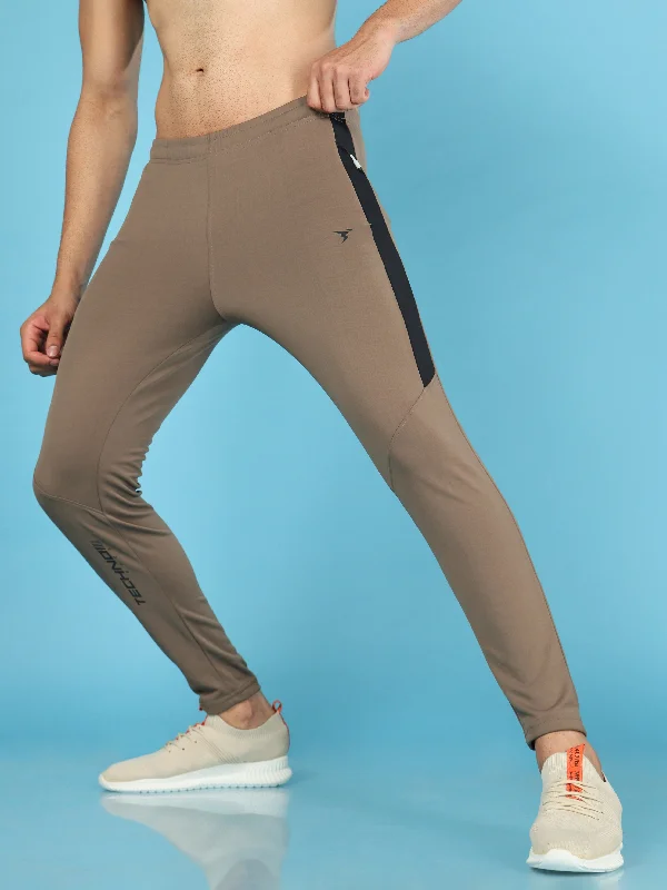 Men Solid Slim Fit Trackpants with TECHNO DRY