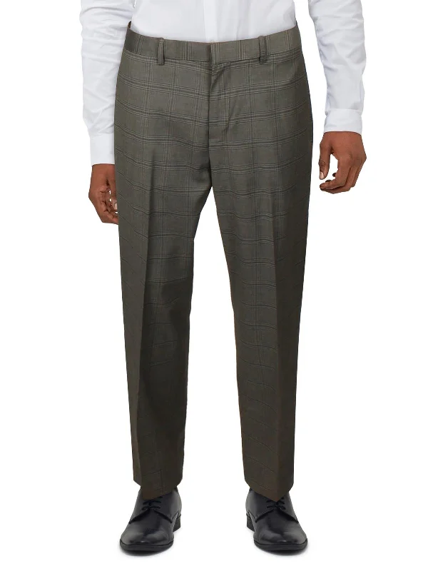 Mens Window Pane Plaid Suit Pants