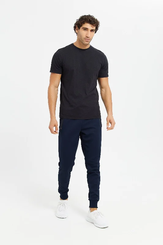 Men Navy Athletic Jogger With Zip Pockets