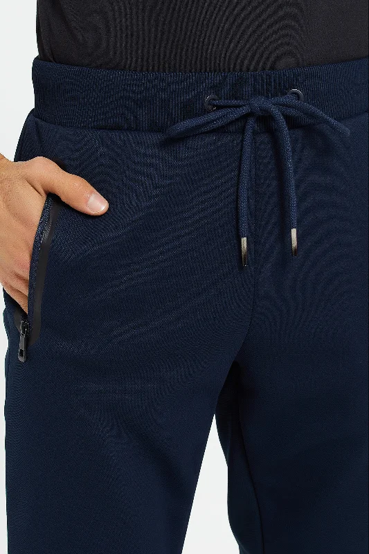 Men Navy Athletic Jogger With Zip Pockets