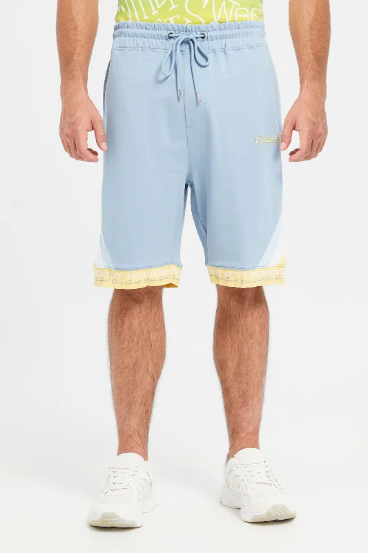 Men Blue Color Block Shorts