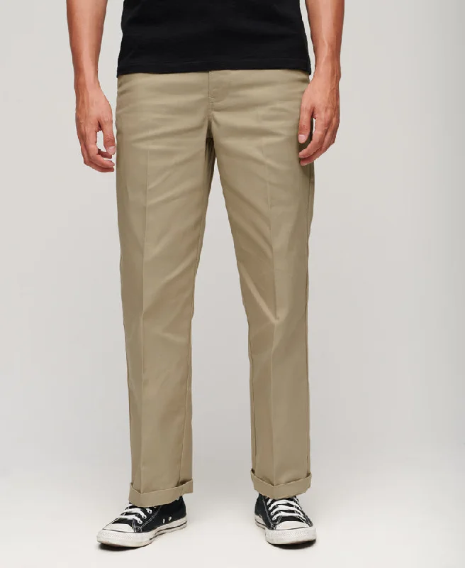 Straight Chino Trousers | Stone Wash Taupe Brown